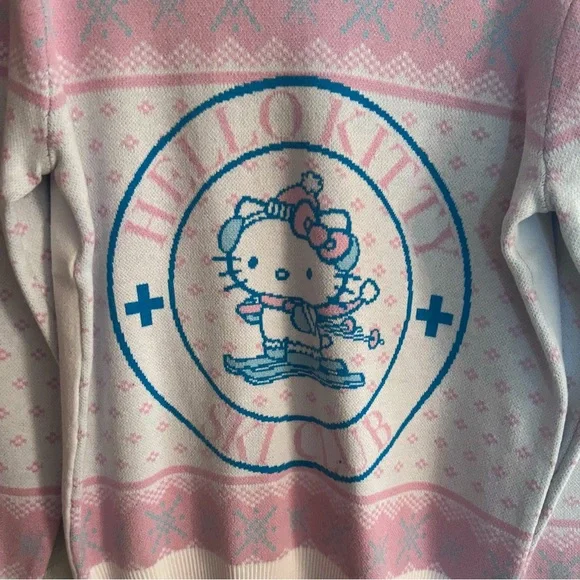 Hello Kitty Pink and White Crew Neck Sweater - Picture 2 of 7